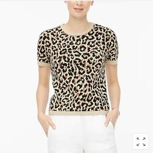 J. CREW Leopard Short Sleeve Crew Neck